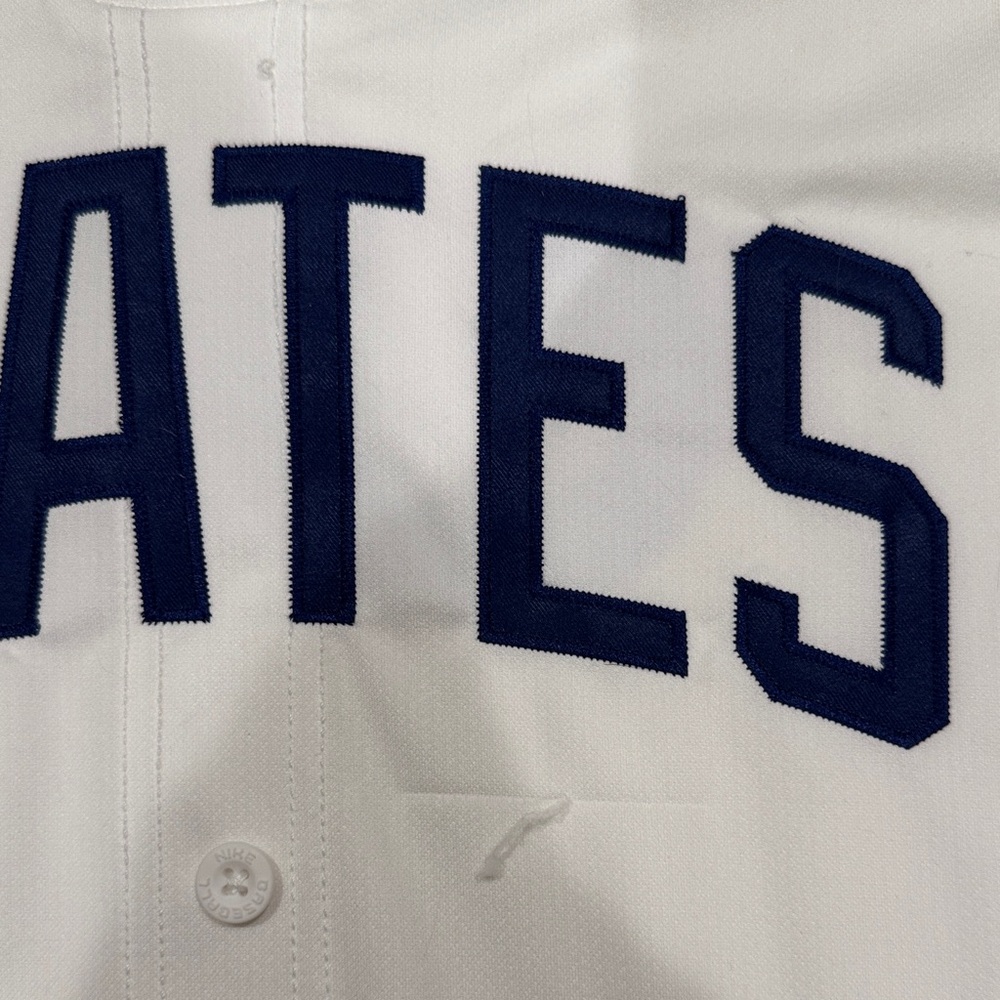 Nike White and Navy 'States' Baseball Jersey - Picture 2 of 6